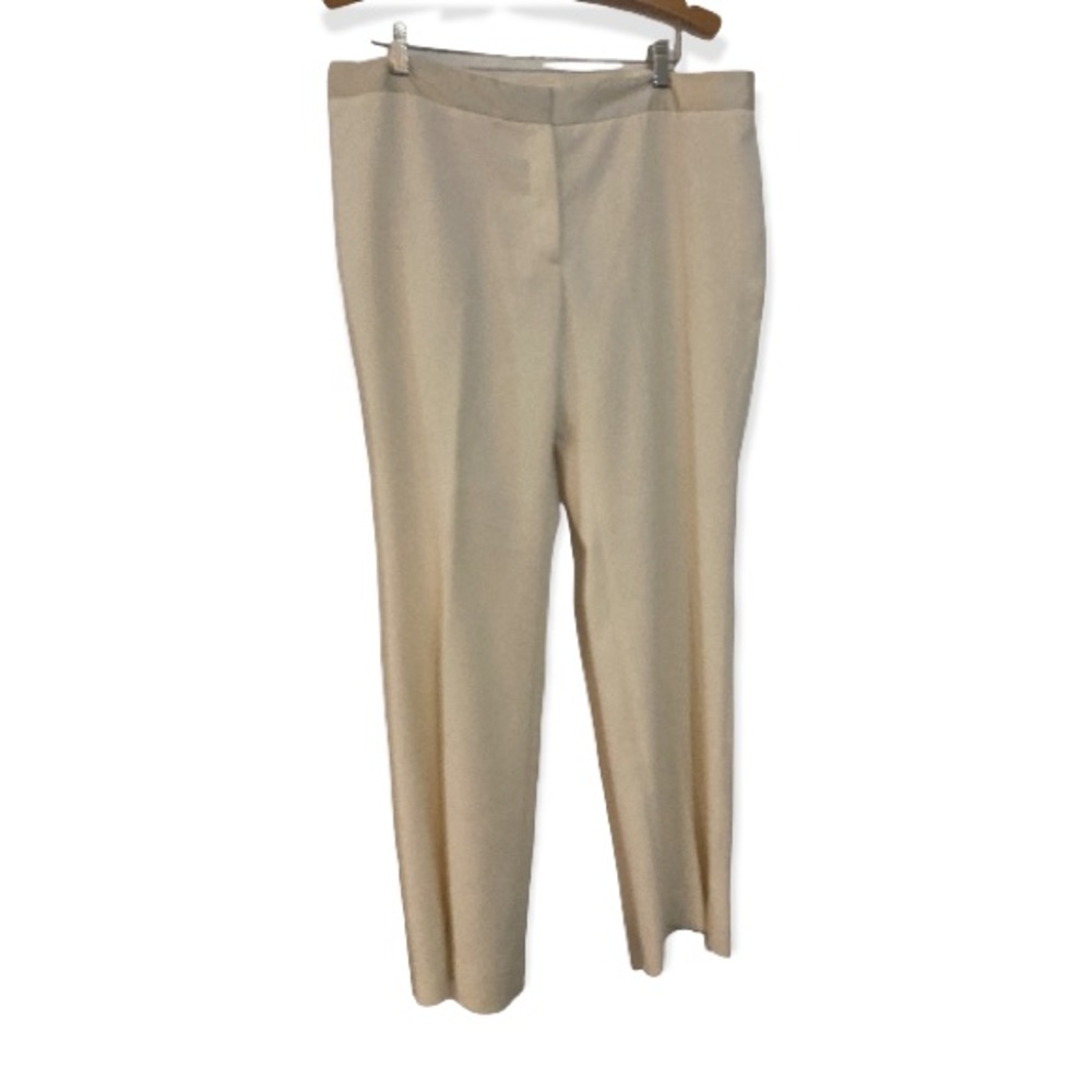 Jones New York Womens New $89 Flat Front Stretch Fit Cream White Pants 16 XL